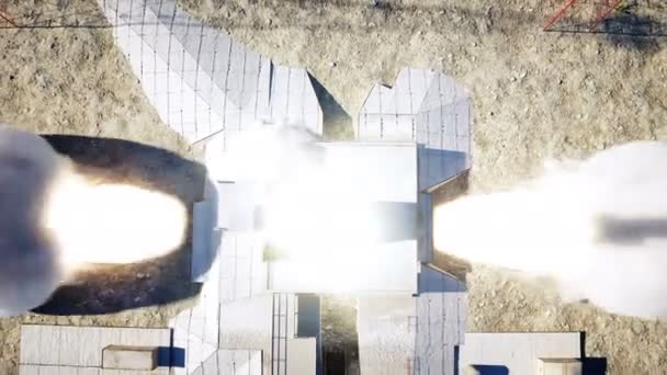 로켓 발사 애니메이션입니다. 일광입니다. 공간 발사 시스템입니다. 현실적인 4 k 애니메이션. — 비디오