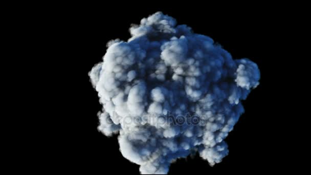 Grosse explosion et nuage de fumée. Isolation incendie. Alpha mat. Animation réaliste 4k .