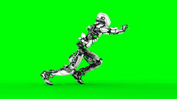 Футуристичний робот ізольований на зеленому екрані. Реалістичний 3d рендеринг . — стокове фото