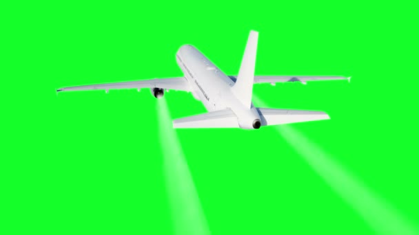 Passenger flying Plane animation. A condensation trail of an airplane. Green screen 4k footage. — Stock Video