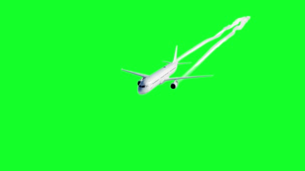 Pasajeros volando Animación del avión. Un rastro de condensación de un avión. Imágenes de pantalla verde 4k . — Vídeos de Stock