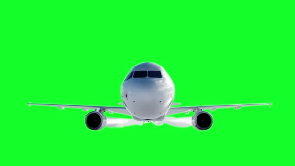 Passenger flying Plane animation. A condensation trail of an airplane. Green screen 4k footage. — Stock Video