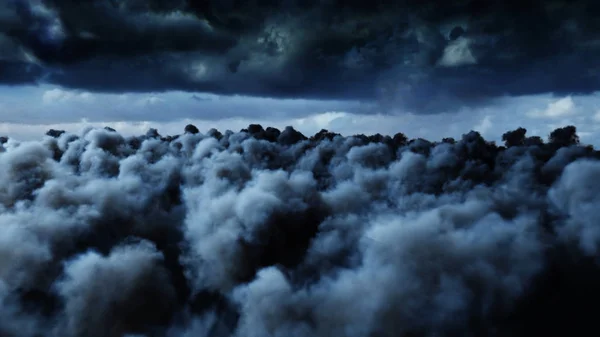 Flug über den Wolken. 3D-Darstellung. — Stockfoto
