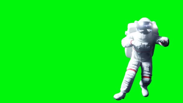 Levitazione astronauta nello spazio. Schermo verde. Animazione realistica 4k . — Video Stock