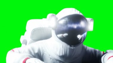 Uzayda astronot yükseltebilirim. Yeşil ekran. Gerçekçi 4 k animasyon.