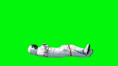 Astronot boşta. Yeşil ekran. Gerçekçi 4 k animasyon.