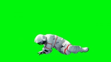 Astronot boşta. Yeşil ekran. Gerçekçi 4 k animasyon.
