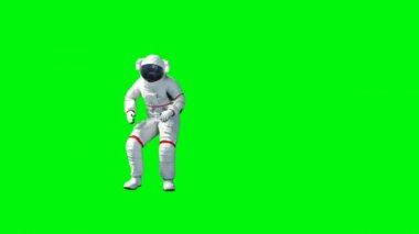Dans komik astronot. Yeşil ekran. Gerçekçi 4 k animasyon.