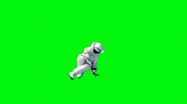 Dans komik astronot. Yeşil ekran. Gerçekçi 4 k animasyon.