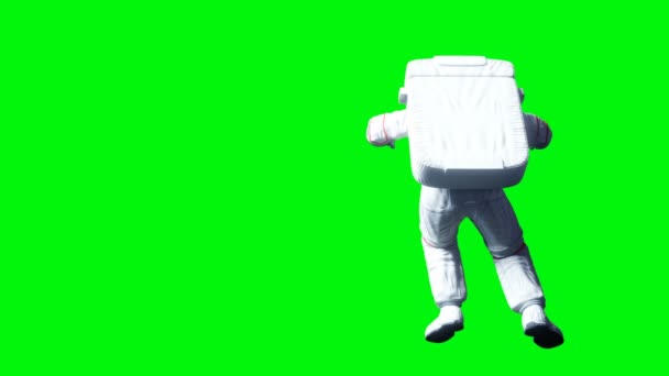 Levitazione astronauta nello spazio. Schermo verde. Animazione realistica 4k . — Video Stock