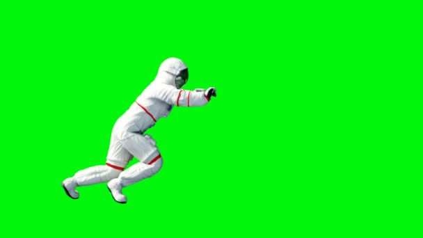 Астронавт натисканням. Зелений екран. Реалістичною анімації 4 к. — стокове відео