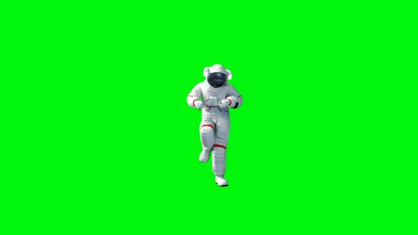 Un astronauta divertido bailando. Pantalla verde. Animación realista 4k . — Vídeos de Stock