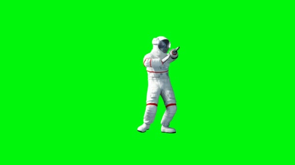 Un astronauta divertido bailando. Pantalla verde. Animación realista 4k . — Vídeos de Stock
