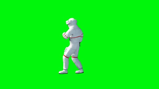 Un astronauta divertido bailando. Pantalla verde. Animación realista 4k . — Vídeo de stock