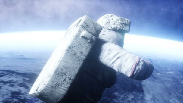 Dode zombie astronaut in de ruimte. Cadaver. Realistische 4 k-animatie. — Stockvideo