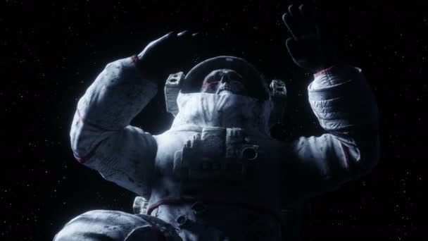 Ölü zombi astronot uzayda. Kadavra. Gerçekçi 4 k animasyon. — Stok video