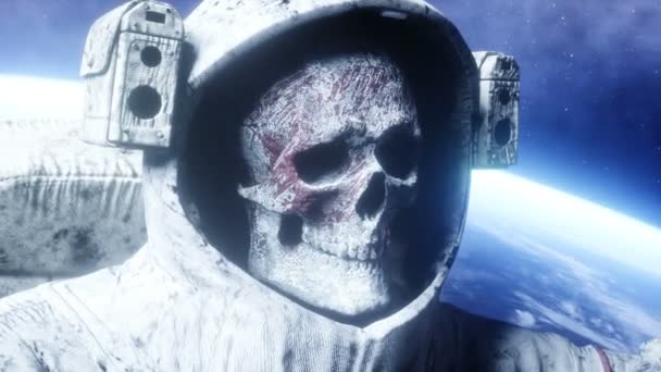 Halott zombi űrhajós a térben. Holttest. Reális 4 k-animáció. — Stock videók