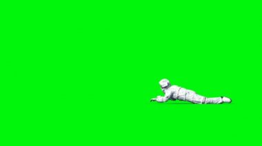 Ölü zombi astronot uzayda. Kadavra. Yeşil ekran. Gerçekçi 4 k animasyon.