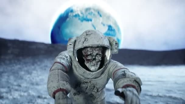 Astronauta zombi muerto en la luna. Cadaver. Animación realista 4k . — Vídeos de Stock