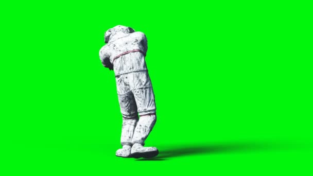 Dode zombie astronaut in de ruimte. Cadaver. Groen scherm. Realistische 4 k-animatie. — Stockvideo