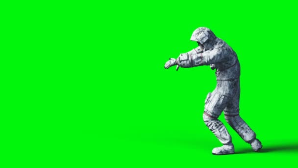Νεκρός ζόμπι αστροναύτης στο διάστημα. Πτώμα. Πράσινη οθόνη. Ρεαλιστικό animation 4 k. — Αρχείο Βίντεο