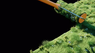 Bir rulo çim kelebekler ile yeryüzünde. Çimen fırça. Ekoloji kavramı. Alfa mat ile izole et. Gerçekçi 4 k animasyon.