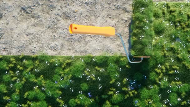A roll of grass on the earth with butterflies. Brush of grass. Ecology concept. Realistic 4K animation. — Stock Footage A roll of grass on the earth with butterflies. Brush of grass. Ecology concept. Realistic 4K animation. Video Clip