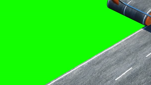 Un rouleau d'asphalte. Brosse de route. Concept de transport. Animation 4K réaliste. Écran vert .