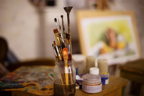 Interior of studio of artist or painter — Stock Photo, Image