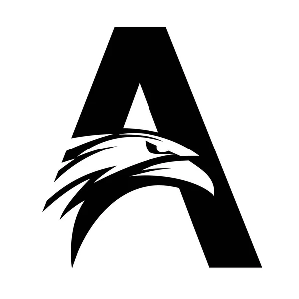 Harf A + Eagle kafa Logo vektör - siyah sürüm