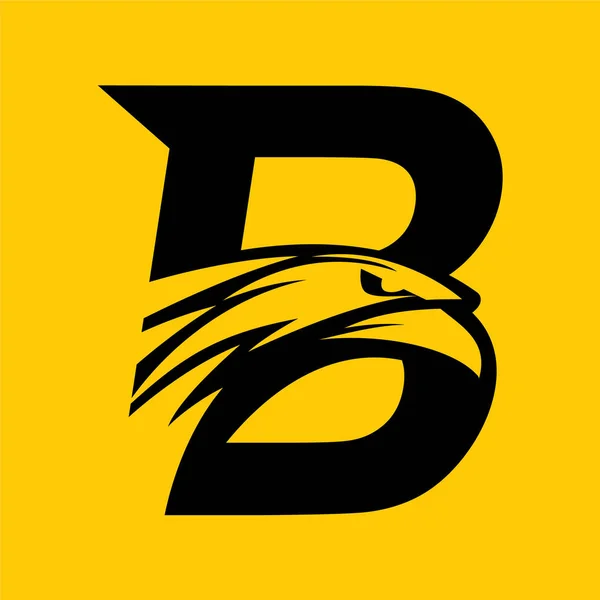 Letter B + Eagle Head Logo Vector on Yellow Background — Stock Vector