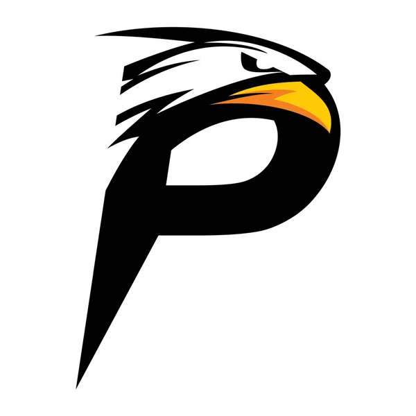 P harfi + Eagle kafa Logo vektör