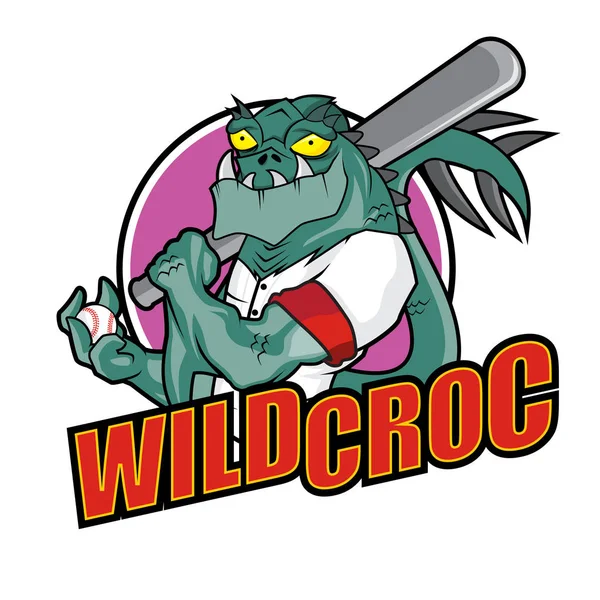 Οι μασκότ του μπέιζμπολ - άγρια Croc — Διανυσματικό Αρχείο