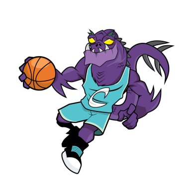 Basketbol maskot - mor canavar