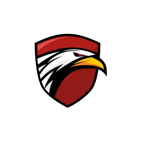 Cabeça de águia Red Shield Logo Vector —  Vetores de Stock