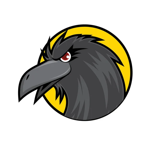 Cabeza de cuervo sobre fondo amarillo — Vector de stock