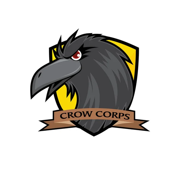Cabeza de cuervo Vector Badge - Amarillo — Vector de stock