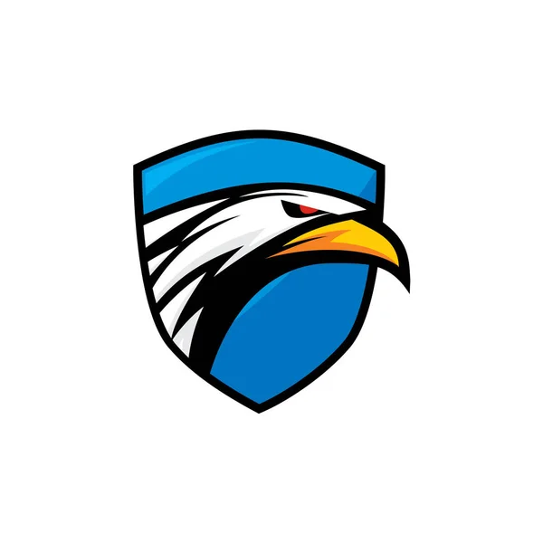 Tête d'aigle sur le logo du bouclier bleu vecteur — Image vectorielle
