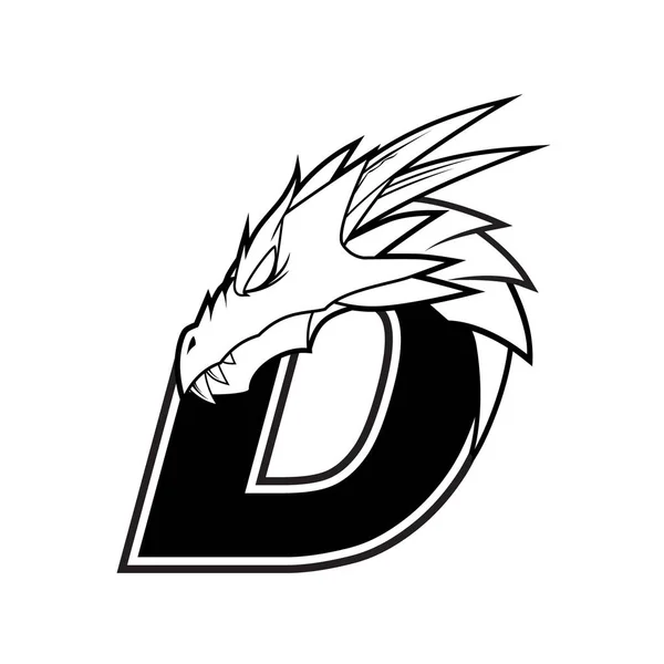 Логотип буквы D + Dragon Head — стоковый вектор