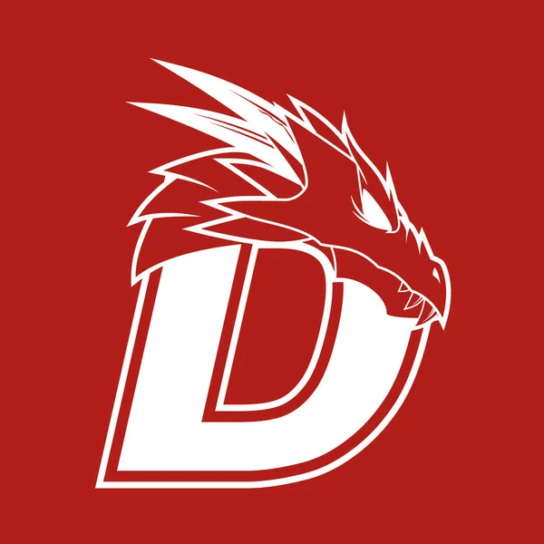 D harfi + Dragon Logo vektör - kırmızı arka plan