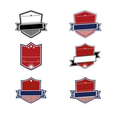 Çeşitli Retro vektör kalkan şablon şekil