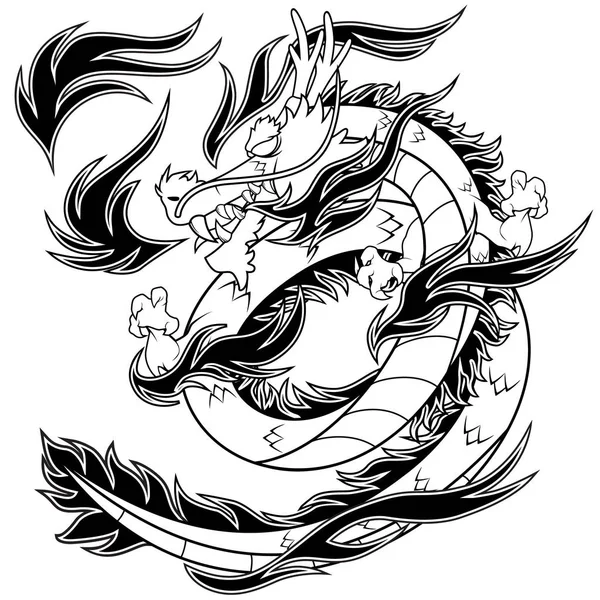 Dragón de fuego chino — Vector de stock