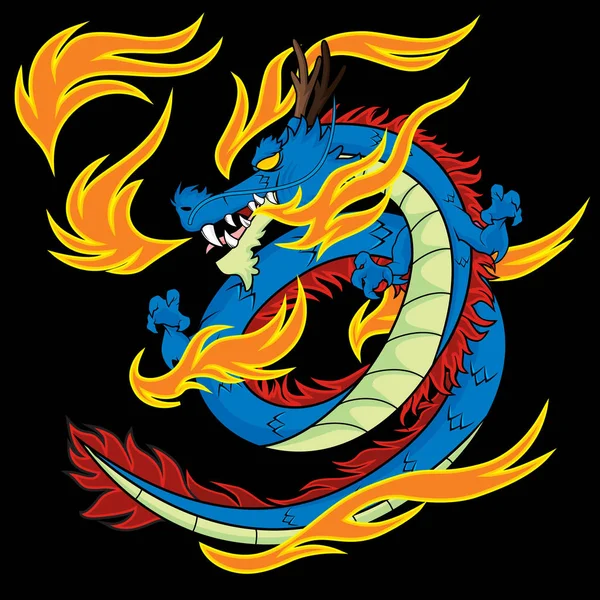 Синий вектор дракона — стоковый вектор