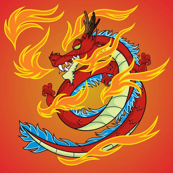 Red Dragon Vector Illustration — Stock Vector