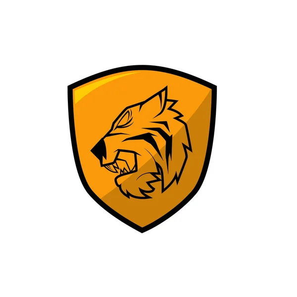 Vector de logotipo de tigre y escudo — Vector de stock