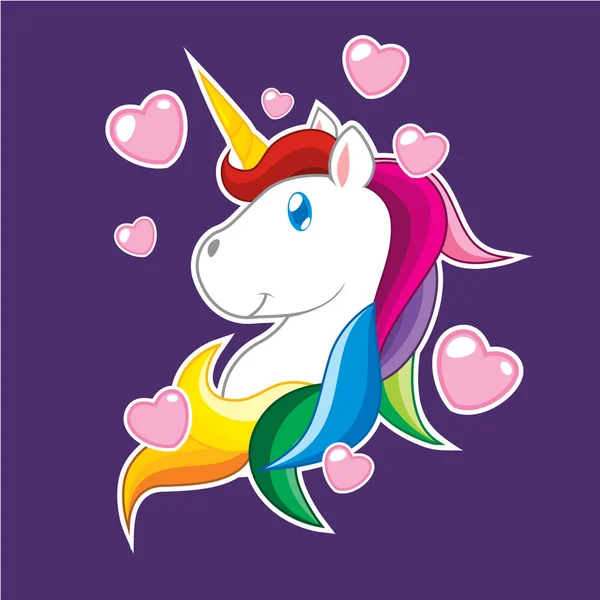 Vector de dibujos animados unicornio con amor — Vector de stock