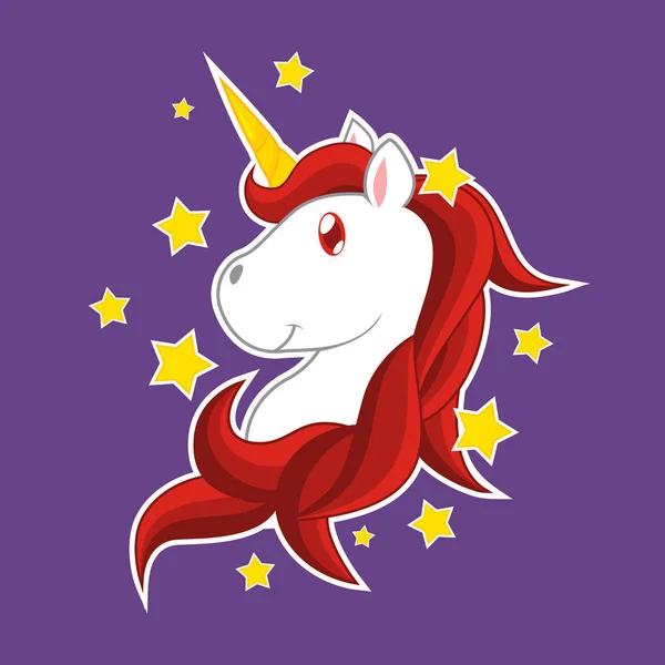 Vector de dibujos animados unicornio - Rojo — Vector de stock