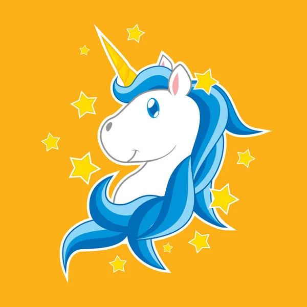 Vector de dibujos animados unicornio - Azul — Vector de stock