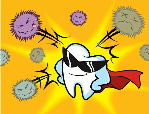 Super zubní Vs bakterie — Stockový vektor