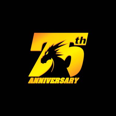 75th Anniversary + Dragon Head - Gold clipart